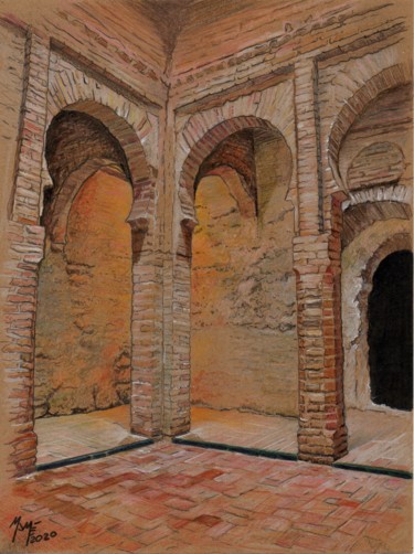 Σχέδιο με τίτλο "Alcázar Sherry" από Mamé Ríos, Αυθεντικά έργα τέχνης, Μολύβι
