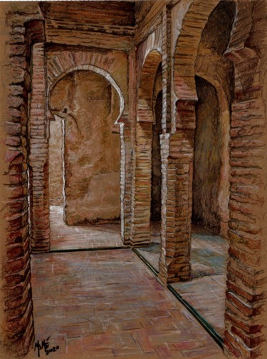 Alcázar Sherry (Jerez de laFrontera) Dessin intitulée "Alcázar Sherry (Jer…" par Mamé Ríos, Œuvre d'art originale, Crayon