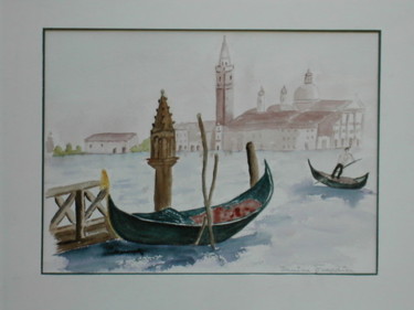 Peinture intitulée "Une gondole à Venise" par Mamija, Œuvre d'art originale