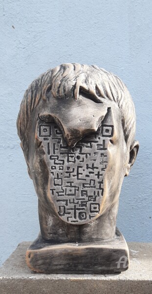 Sculpture intitulée ""QR Identity"" par Mammad Rashidov, Œuvre d'art originale, Plâtre