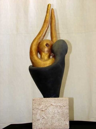 Sculpture intitulée "Cri d'extase" par France Lemaitre, Œuvre d'art originale, Terre cuite