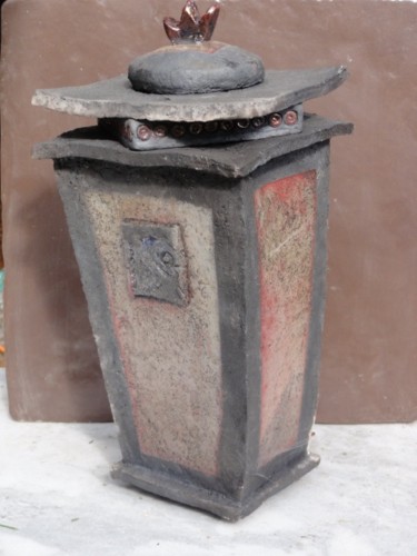 Sculpture intitulée "Urne en RAKU" par France Lemaitre, Œuvre d'art originale