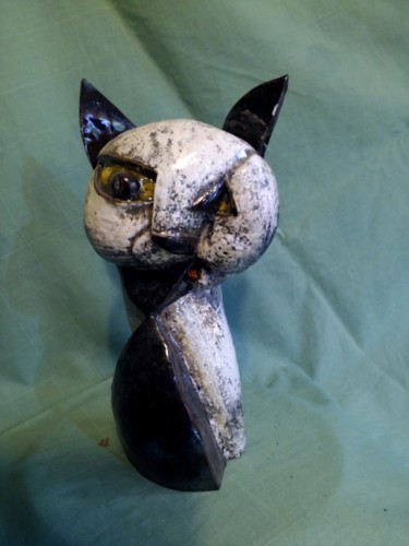 Sculpture intitulée "chat in" par France Lemaitre, Œuvre d'art originale, Céramique