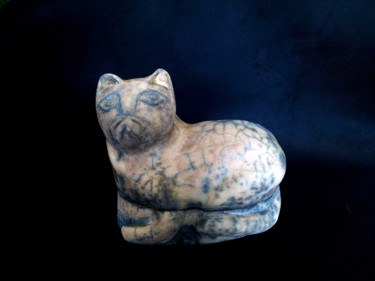 Sculpture titled "CHAT NU" by France Lemaitre, Original Artwork, Ceramics
