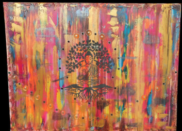 Painting titled "Siddhartha" by Mams'L, Original Artwork, Acrylic Mounted on Wood Stretcher frame