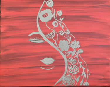 Painting titled "Red Téfitti" by Mams'L, Original Artwork, Acrylic Mounted on Wood Stretcher frame
