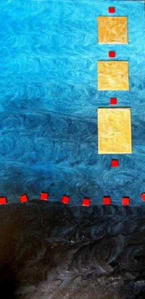 Malerei mit dem Titel "Simple Blue" von Mamu, Original-Kunstwerk, Öl