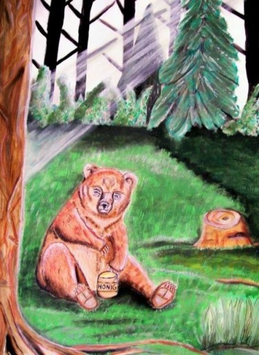 Malerei mit dem Titel "Im Wald" von Mamu, Original-Kunstwerk, Öl