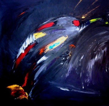 Painting titled "oiseau bleu" by Man, Original Artwork