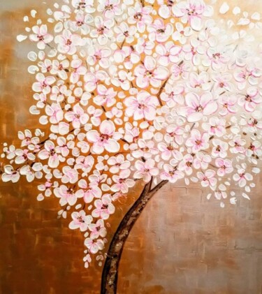 Painting titled "Japanese Tree / Árv…" by Mancouto, Original Artwork, Acrylic Mounted on Wood Panel