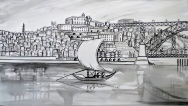 Pintura intitulada "OPorto city / Cidad…" por Mancouto, Obras de arte originais, Acrílico