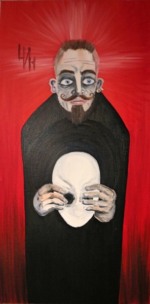 Картина под названием "без лица лицо обред…" - Илья Чудаков, Подлинное произведение искусства, Масло