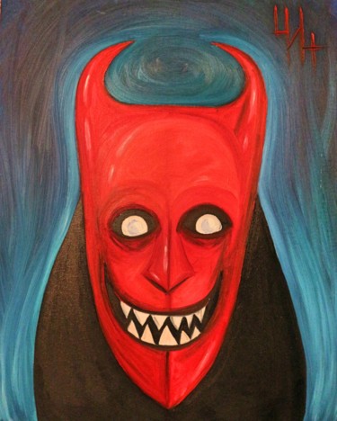 Painting titled "демон" by Ilia Chudakov, Original Artwork, Oil