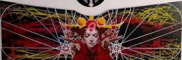 Peinture intitulée "Girl & Red Birds" par Drakman Kut Kut, Œuvre d'art originale, Bombe aérosol
