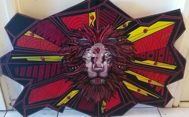 Peinture intitulée "Red Lion" par Drakman Kut Kut, Œuvre d'art originale, Bombe aérosol