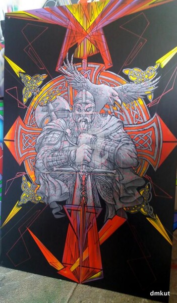 Peinture intitulée "Viking" par Drakman Kut Kut, Œuvre d'art originale, Bombe aérosol