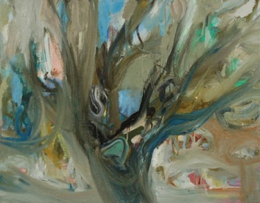 Painting titled "The Tree" by Romantic, Original Artwork, Oil