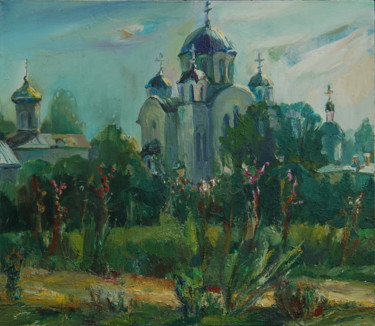 Painting titled "The Cathedral in th…" by Romantic, Original Artwork, Oil