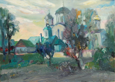 Painting titled "Cathedral in Polotsk" by Romantic, Original Artwork, Oil