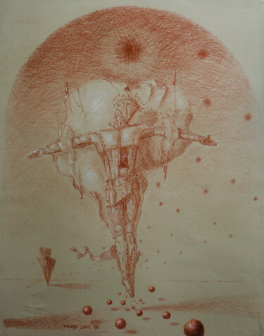 Drawing titled "Crucified" by Mandy Sand, Original Artwork, Pencil