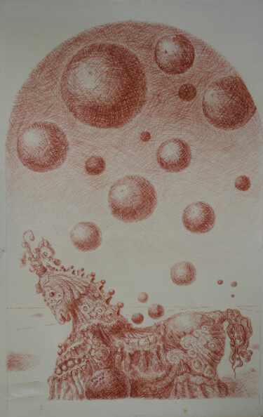 Σχέδιο με τίτλο "Horse with Balls" από Mandy Sand, Αυθεντικά έργα τέχνης, Μολύβι