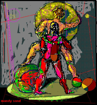 Digital Arts titled "Acrobats 1" by Mandy Sand, Original Artwork, Digital Painting