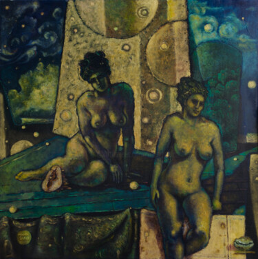 Pintura intitulada "Two Women" por Mandy Sand, Obras de arte originais, Óleo