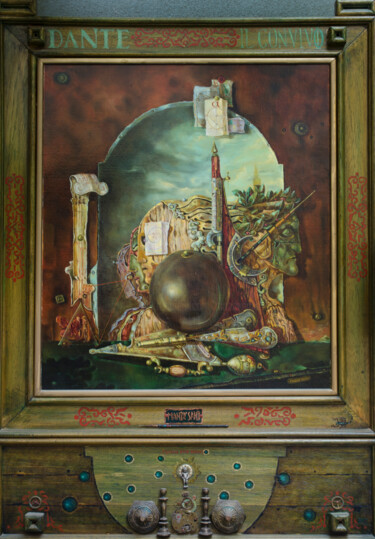 Malerei mit dem Titel "Dante Alighieri" von Mandy Sand, Original-Kunstwerk, Öl