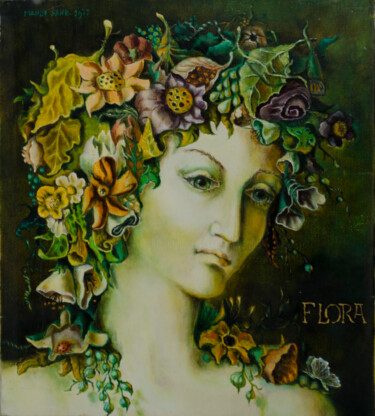 Malerei mit dem Titel "Flora" von Mandy Sand, Original-Kunstwerk, Öl