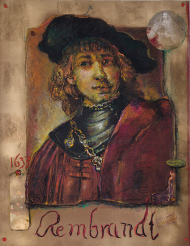 Collages intitolato "Rembrandt 1633" da Mandy Sand, Opera d'arte originale, Carta