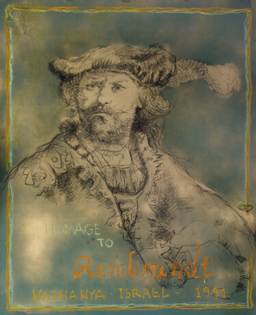 Drawing titled "Homage to Rembrandt" by Mandy Sand, Original Artwork, Pastel