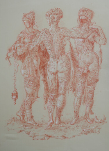 Drawing titled "The three Graces" by Mandy Sand, Original Artwork, Conté