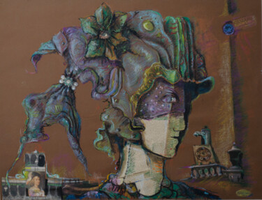 Collages intitolato "Man with the helmet" da Mandy Sand, Opera d'arte originale, Carta