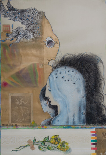 Collages titulada "Two women's profils" por Mandy Sand, Obra de arte original, Otro