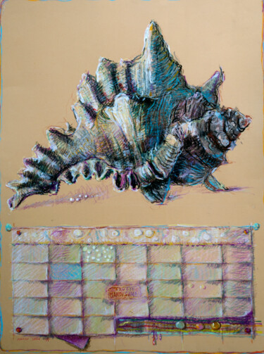 Zeichnungen mit dem Titel "Blue Shell 2" von Mandy Sand, Original-Kunstwerk