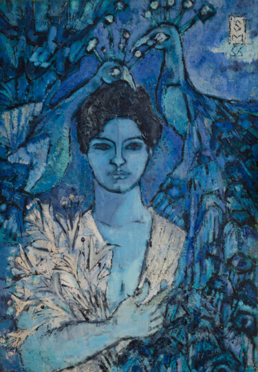 Pittura intitolato "Agy Sand in Blue" da Mandy Sand, Opera d'arte originale, Olio