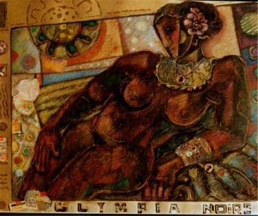 Collages titulada "Olympia Noire" por Mandy Sand, Obra de arte original, Papel