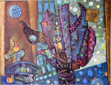 Collages intitolato "Late in the Night" da Mandy Sand, Opera d'arte originale, Carta