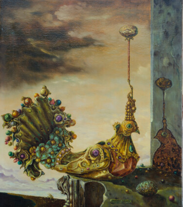 Pittura intitolato "Venetian Dove" da Mandy Sand, Opera d'arte originale, Olio