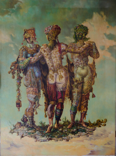 Painting titled "Three Graces" by Mandy Sand, Original Artwork, Oil