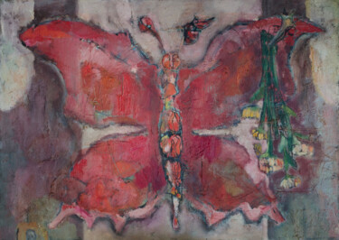 Painting titled "Huge Butterfly" by Mandy Sand, Original Artwork, Oil