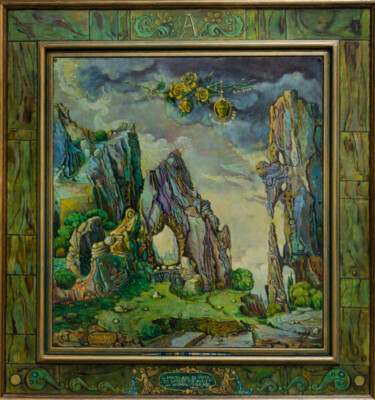 Painting titled "Homage Landscape" by Mandy Sand, Original Artwork, Oil