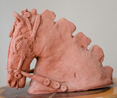 Scultura intitolato "Horse bust" da Mandy Sand, Opera d'arte originale, Ceramica