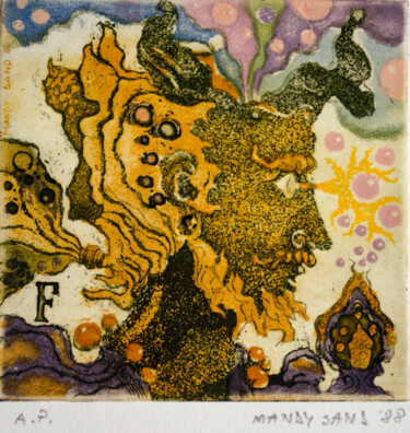 Incisioni, stampe intitolato "Faun" da Mandy Sand, Opera d'arte originale, incisione