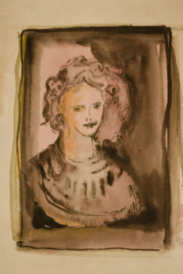 Painting titled "Female Bust1" by Mandy Sand, Original Artwork, Watercolor