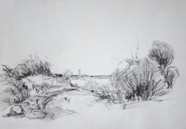 Drawing titled "Landscape" by Mandy Sand, Original Artwork, Ink