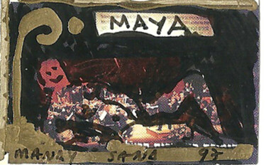 Рисунок под названием "Stamp - 10 Maya" - Mandy Sand, Подлинное произведение искусства, Чернила