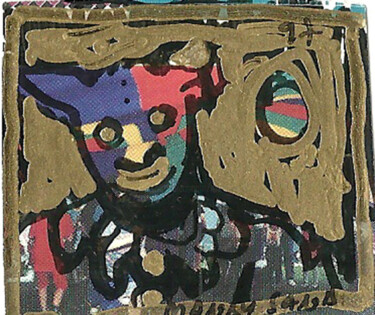 Dessin intitulée "Stamp - 2 Clown" par Mandy Sand, Œuvre d'art originale, Encre