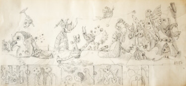 Zeichnungen mit dem Titel "Dali's House" von Mandy Sand, Original-Kunstwerk, Bleistift