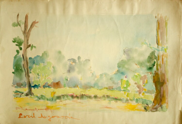 Painting titled "At Mogosoaia Lake-…" by Mandy Sand, Original Artwork, Watercolor